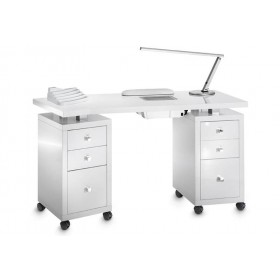 Table Manucure DISTAL 2 caissons Bois Blanc - Table manucure