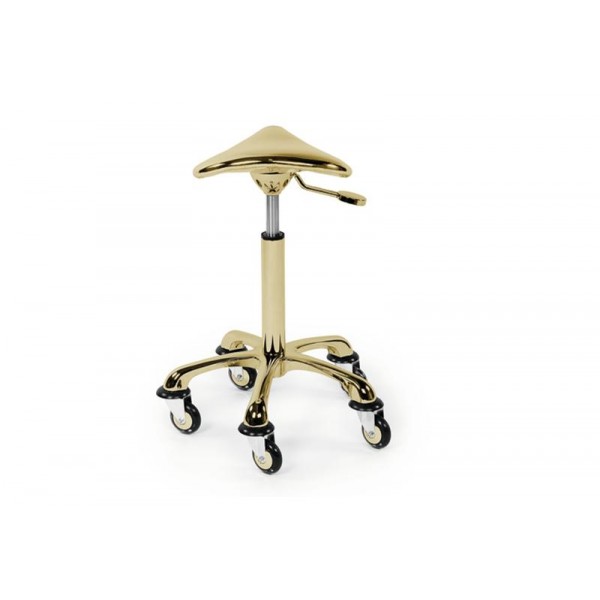 Tabouret ergonomique professionnel rodéo en cuir couleur doré