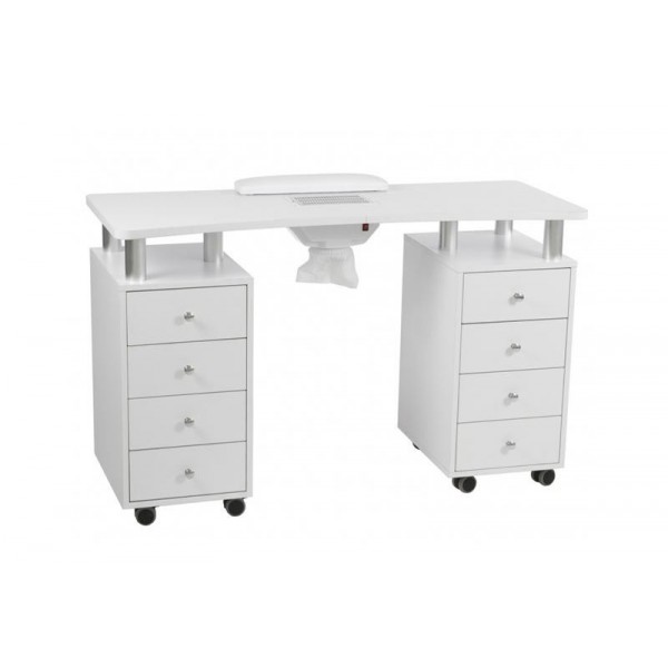 Table Manucure DISTAL 2 caissons Bois Blanc - Table manucure