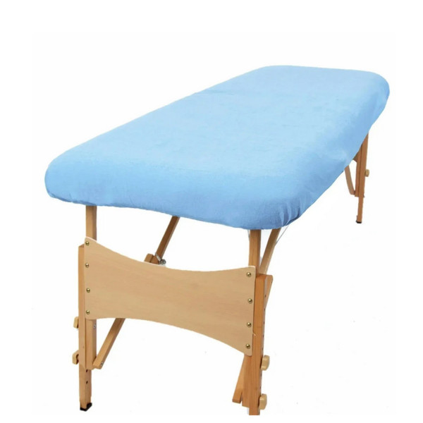 Housse éponge bleu ciel sans trou nasal pour table de massage