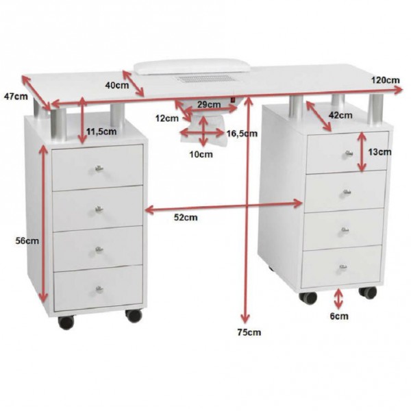 Table manucure Distal avec double caisson au meilleur prix