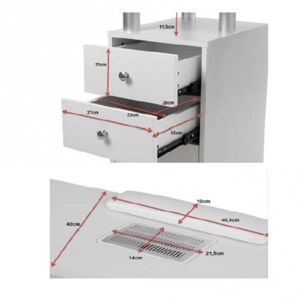 Table manucure Distal avec double caisson au meilleur prix