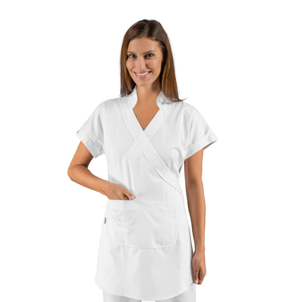 Kimono d'esthétique manches courtes Tahiti Blanc