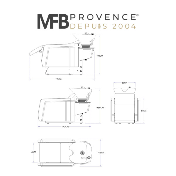 Bac à shampoing électrique Hera B08