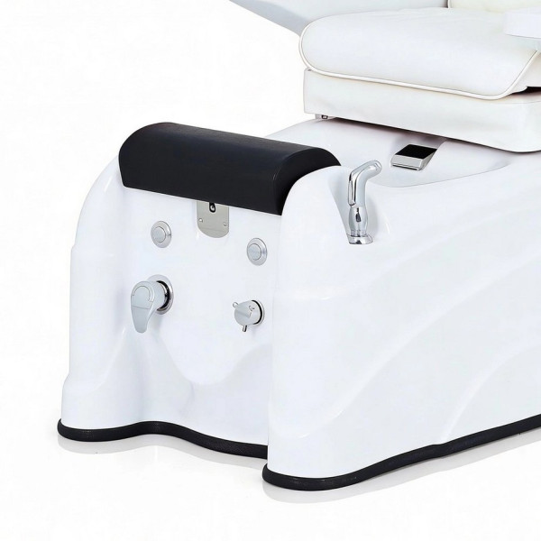 Fauteuil de pédicure Ease Blanc - Fauteuil esthétique avec massage shiatsu, balnéo et repose-pieds réglable