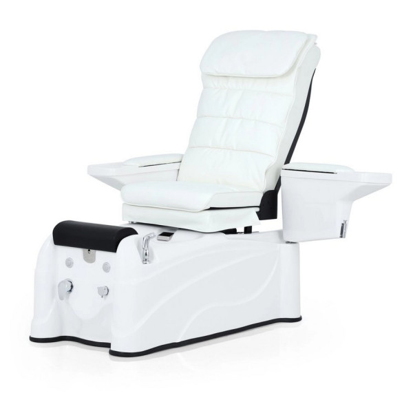 Fauteuil de pédicure Ease Blanc - Fauteuil esthétique avec massage shiatsu, balnéo et repose-pieds réglable