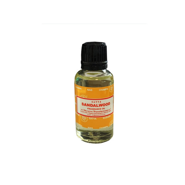 Huile Parfumée Sandalwood Satya 15 ml – Huile parfum d'ambiance au Bois de Santal pour brûle-parfum et diffuseur