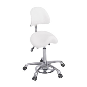 Tabouret Ergonomique NOBLE FEET Blanc avec Repose-Pieds &ndash; Assise Selle Professionnelle