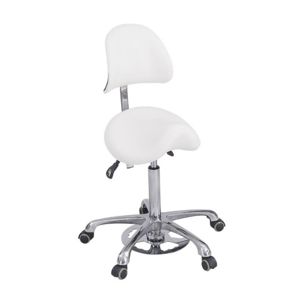 Tabouret Ergonomique NOBLE FEET Blanc avec Repose-Pieds – Assise Selle Professionnelle