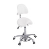 Tabouret Ergonomique NOBLE FEET Blanc avec Repose-Pieds – Assise Selle Professionnelle