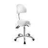 Tabouret Ergonomique NOBLE Blanc – Assise Selle Professionnelle avec Dossier Réglable