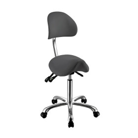 Tabouret Ergonomique NOBLE Gris &ndash; Assise Selle Professionnelle avec Dossier R&eacute;glable