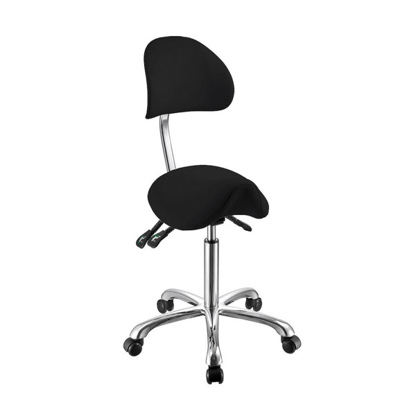 Tabouret Ergonomique NOBLE Noir – Siège Professionnel Design avec Assise Selle et Dossier