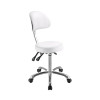 Tabouret Professionnel COMFORT Blanc – Assise Ronde Ergonomique avec Dossier Réglable