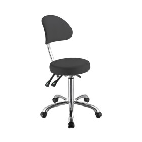 Tabouret Professionnel COMFORT Gris Fonc&eacute; &ndash; Si&egrave;ge Ergonomique avec Assise Ronde et Dossier R&eacute;glable