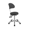 Tabouret Professionnel COMFORT Gris Foncé – Siège Ergonomique avec Assise Ronde et Dossier Réglable