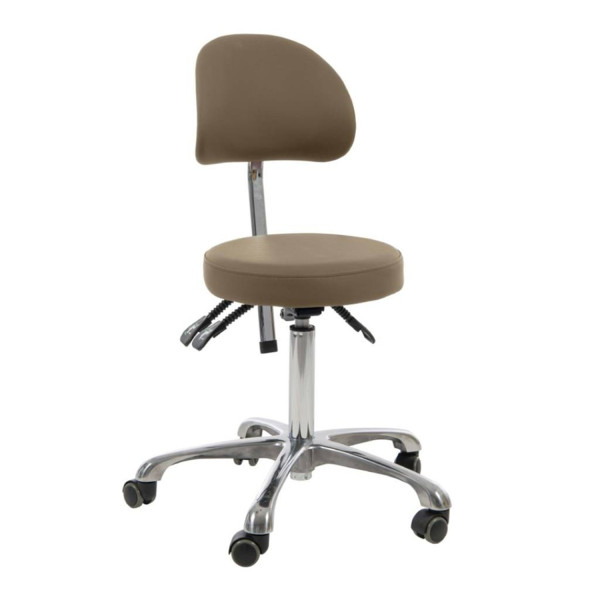 Tabouret Professionnel COMFORT Beige – Siège Ergonomique avec Assise Ronde et Dossier Réglable