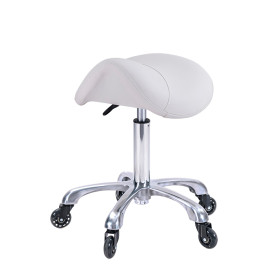 Tabouret Professionnel SILENT ORGANIC Blanc &ndash; Assise Selle Ergonomique avec Roulettes Silencieuses