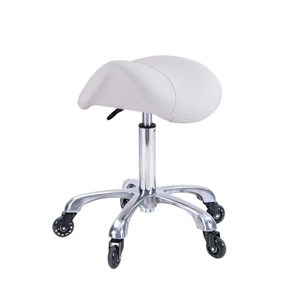 Tabouret Professionnel SILENT ORGANIC Blanc – Assise Selle Ergonomique avec Roulettes Silencieuses