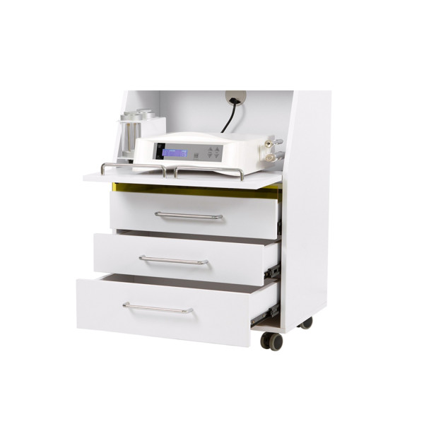 Guéridon Esthétique SPIN – Meuble Professionnel à 3 Étagères en Verre