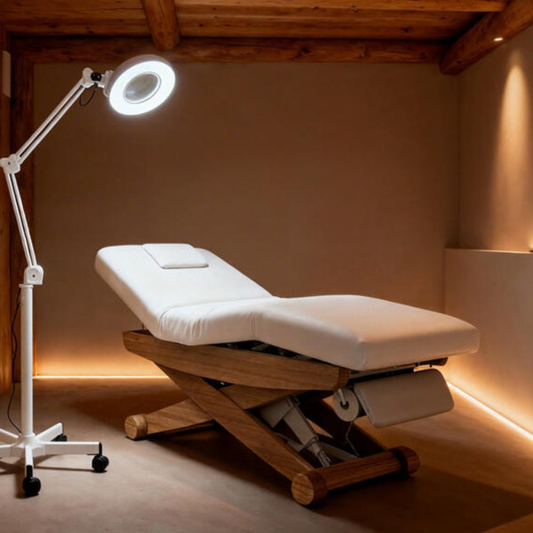 Table de massage électrique ALUNI 3 moteurs bois et blanc