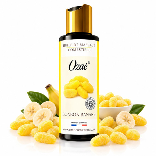 Huile de massage gourmande comestible Bonbon Banane Ozaé