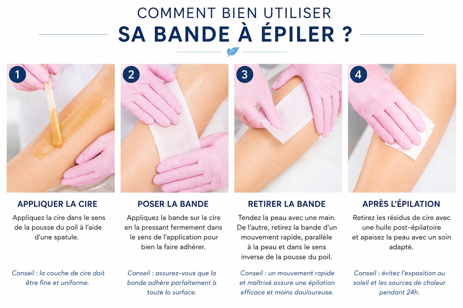 Bonne utilisation d'une bande d'épilation professionnelle
