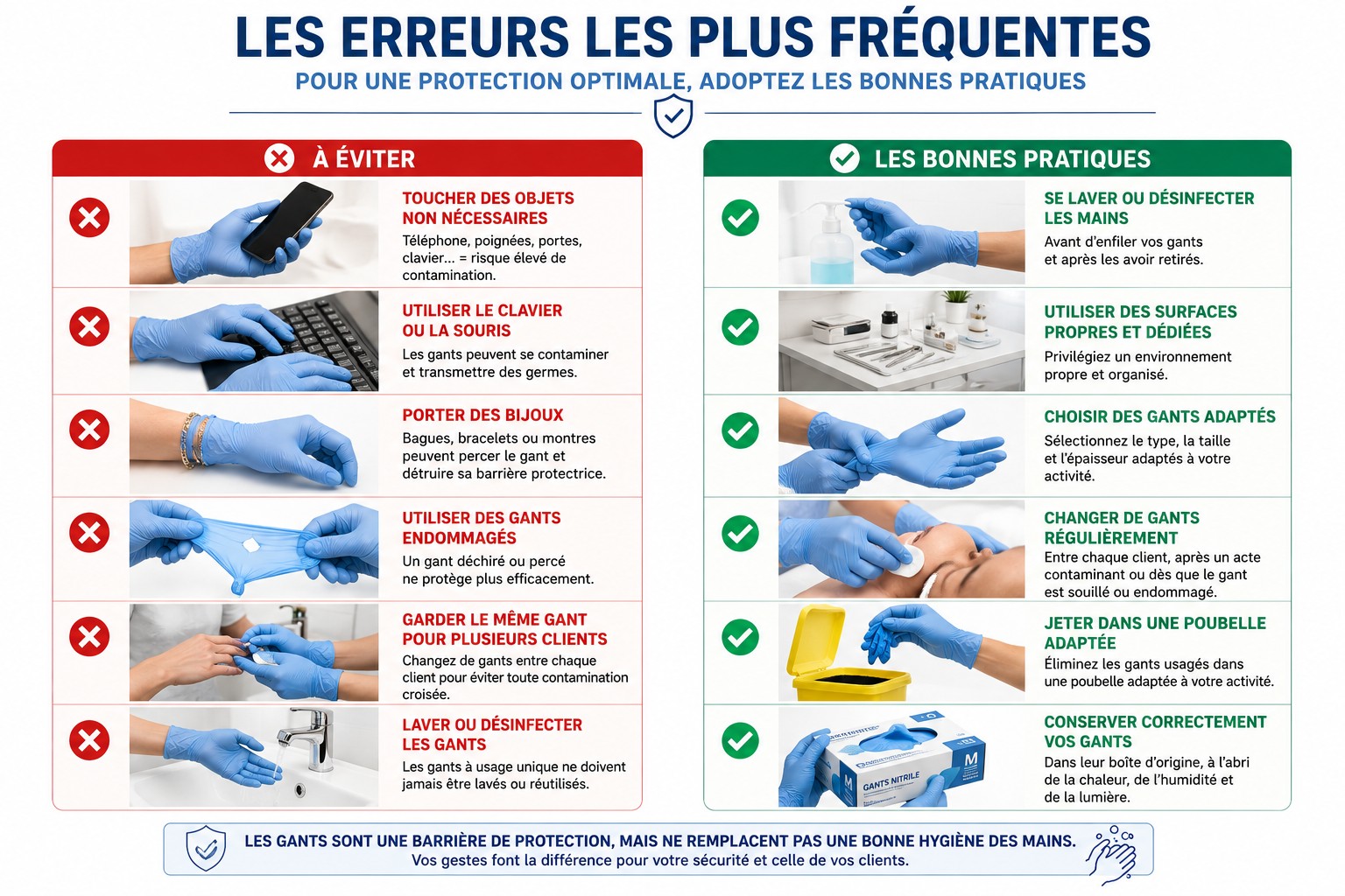 Les erreurs les plus fréquentes lors de l'utilisation de gants jetables
